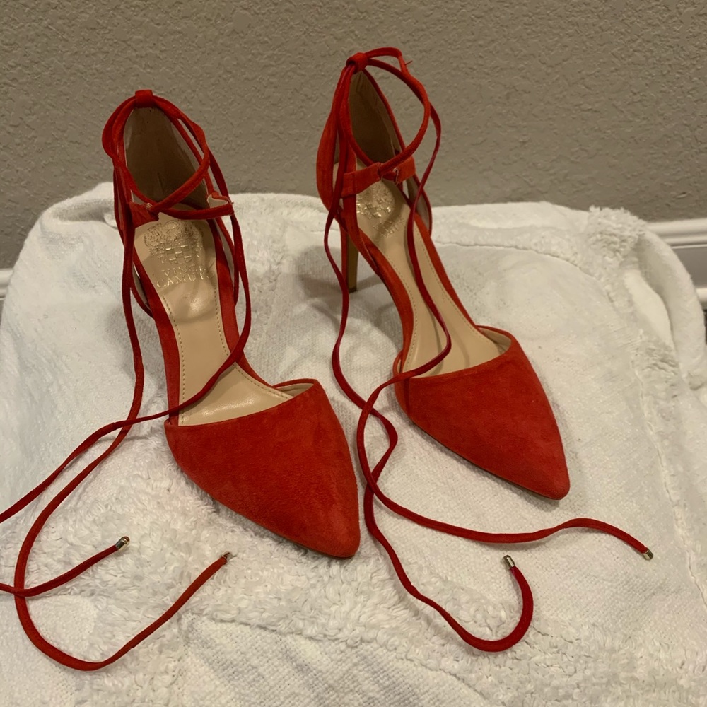 Vince Camuto red lace up heels.